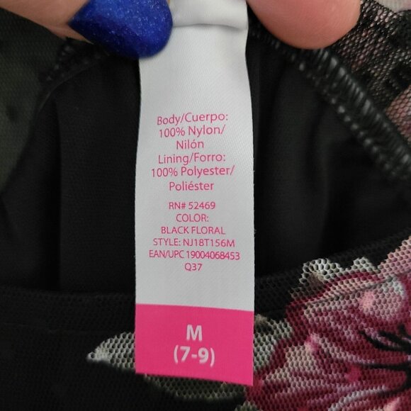 No Boundaries Mesh Floral Blouse Juniors Size M (7-9) Black Pink Whimsigoth NWT - Picture 4 of 11